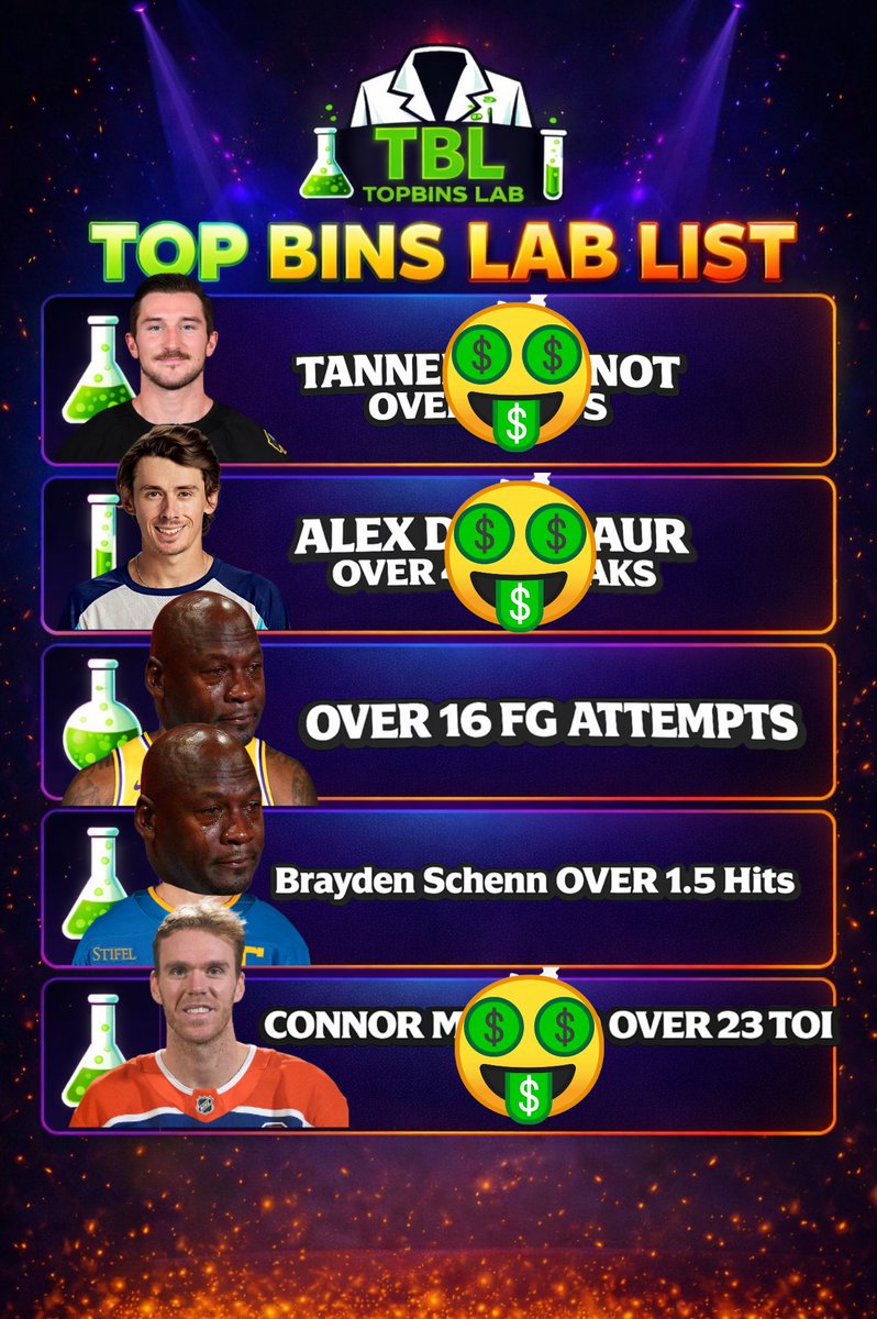 TopBinsLab's tweet image. 📊 3 OF 5 CASHED YESTERDAY 📊
Another profitable day in the Lab 💰
Discipline &amp;gt; volume. Always.

Today’s list loading… 🧪
👉 Join the DISCORD for early value 

dubclub.win/af/afl-gbm7e/ 👈

Let’s keep stacking 📈