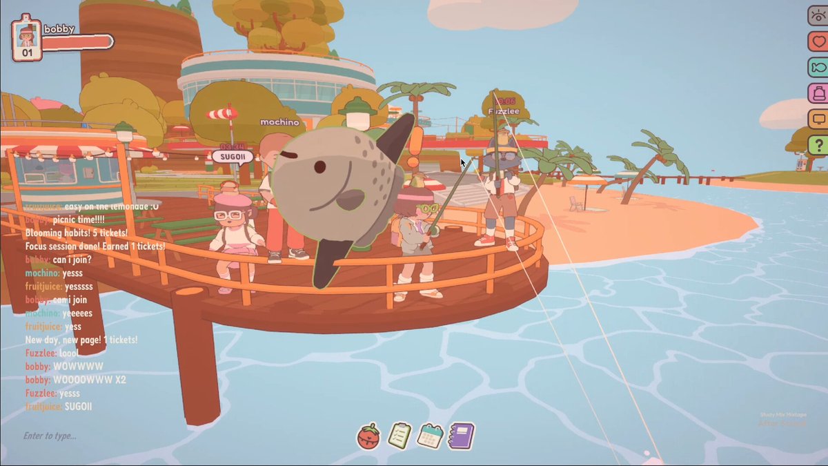 「世界中のプレイヤーとバーチャル自習室で集中できるゆるふわ作業用ゲーム登場!休憩時」|⚡Game*Spark⚡のイラスト