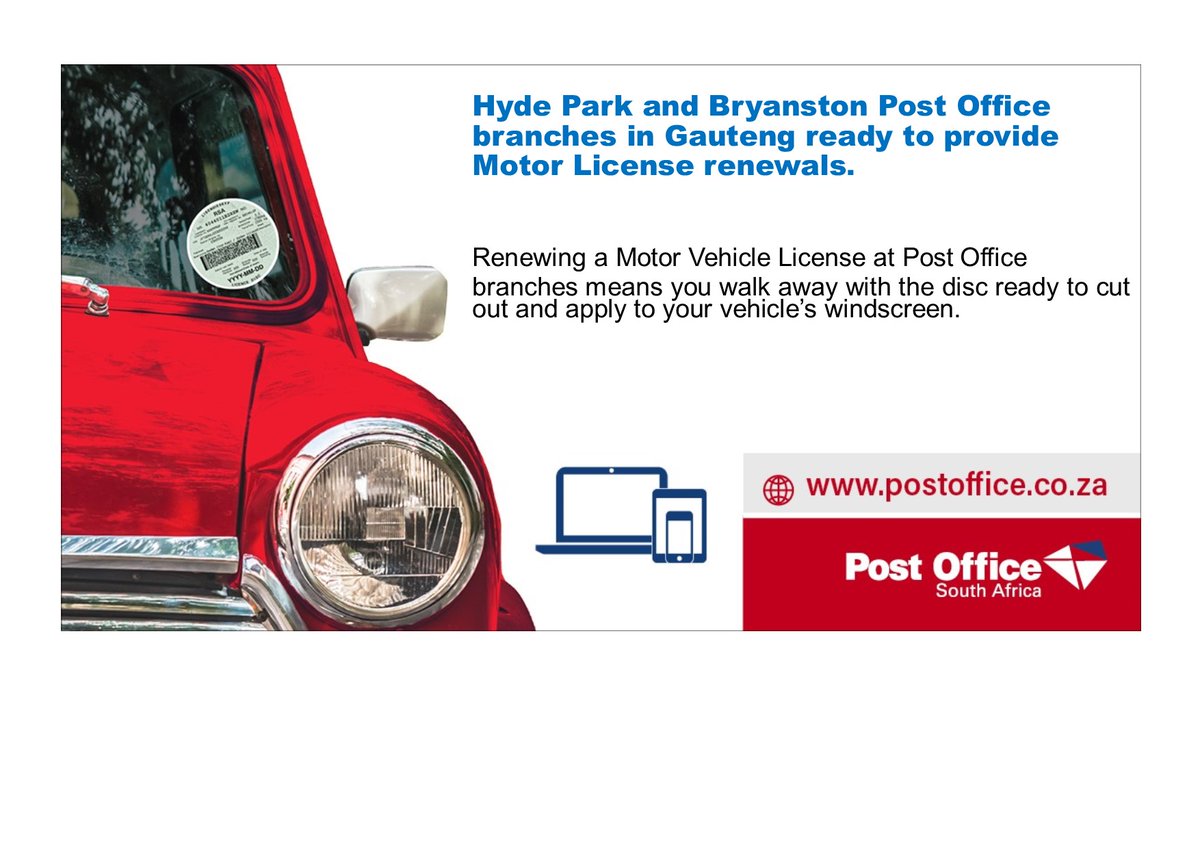 PostofficeSa's tweet image. Renew your motor vehicle license hassle-free at these post offices in Gauteng. Quick, easy, and convinient.
#LicenceReneweal
#PostOfficeSA