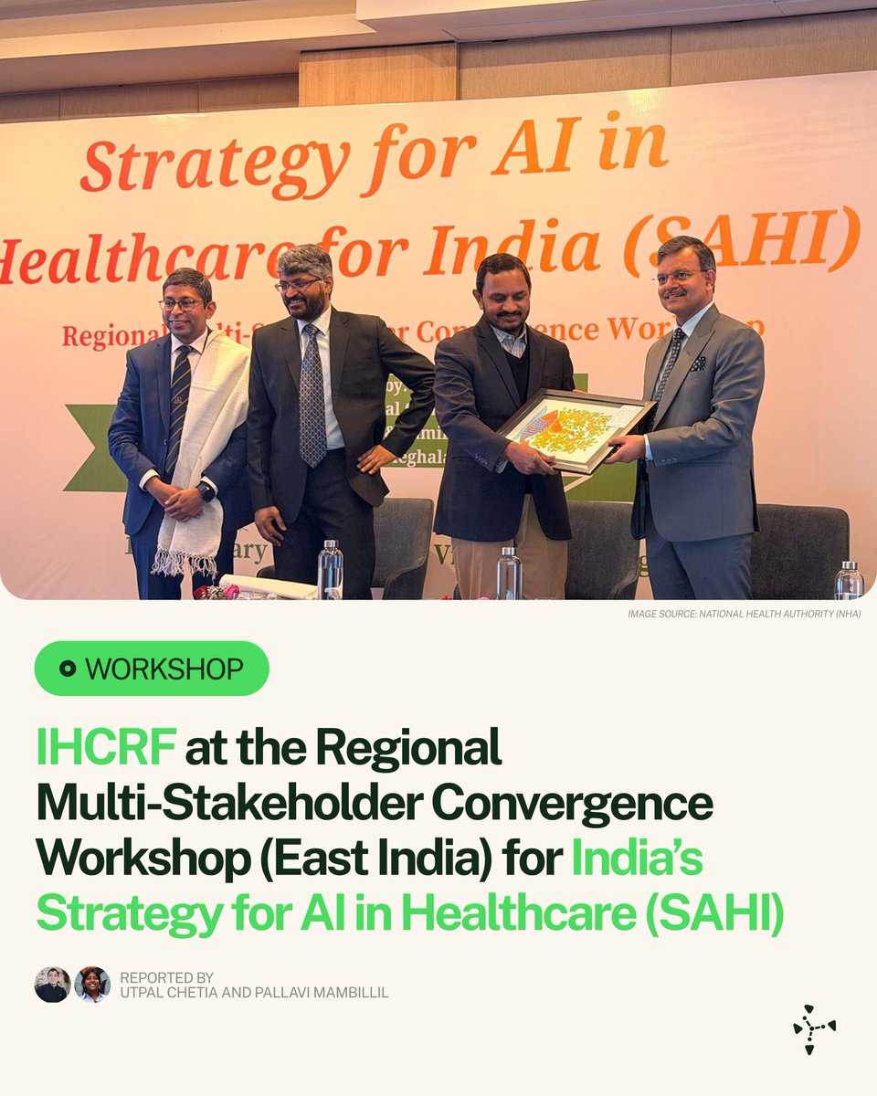 IHCRF_Impact's tweet photo. As part of the national consultation process for developing the Strategy for AI in Healthcare for India (SAHI), IHCRF participated in the Regional Multi-Stakeholder Convergence Workshop (East India).  Read 

Read More: https://t.co/b4ZSyQm9fE https://t.co/KCFM96kn6u