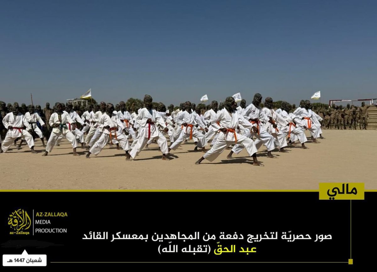 BrantPhilip_'s tweet image. JNIM released images from a massive training camp somewhere in Mali named after deceased commander "Abd al-Haqq", likely the largest training camp showcased so far.