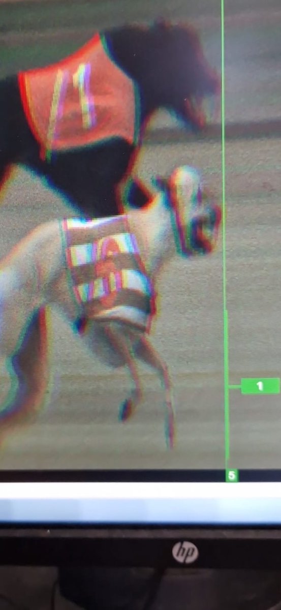 This is the official photo finish image for the 12.21 contest this afternoon which shows a dead heat between Trap 1 and Trap 6