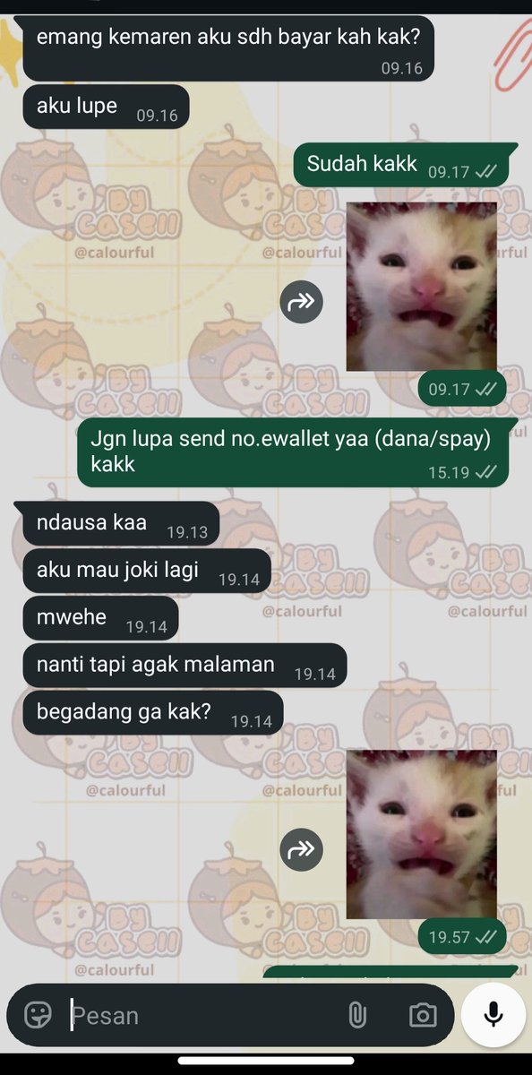 calourful's tweet photo. Hiksss mmf klo sering ngirim stiker/emoji nangess soalna emnk lg nangess sm sring slowresp. Smoga klian egk kapok yh :(( https://t.co/XPqrYo9ejh