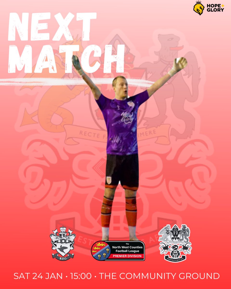 This Saturday we are on the road again 🔴⚪️

We travel to play off placed <a href="/BurscoughFC1946/">Burscough FC</a> in the league

🆚 | Burscough
🏟️ | The Community Stadium
📍 | Bobby Langton Way, Burscough, L40 0SW
📆 | 24/01/2026
⏰ | 3PM

#UpTheHeys