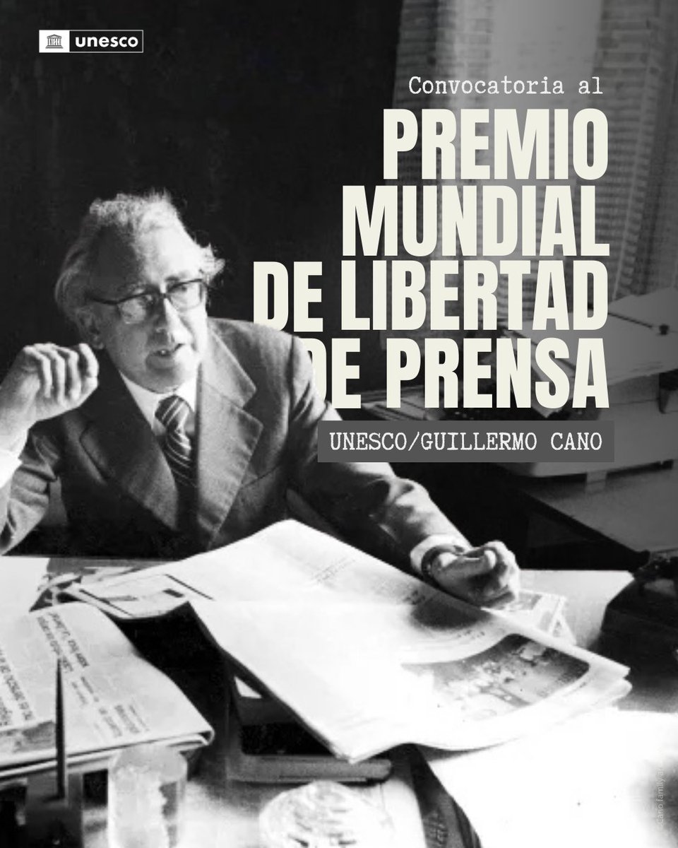 📢📰 Está abierta la recepción de nominaciones de personas, organizaciones o instituciones al 🏆 Premio Mundial de Libertad de Prensa #UNESCO/Guillermo Cano 2026. 👉🏿
🔗 f.mtr.cool/nwyowvcslm