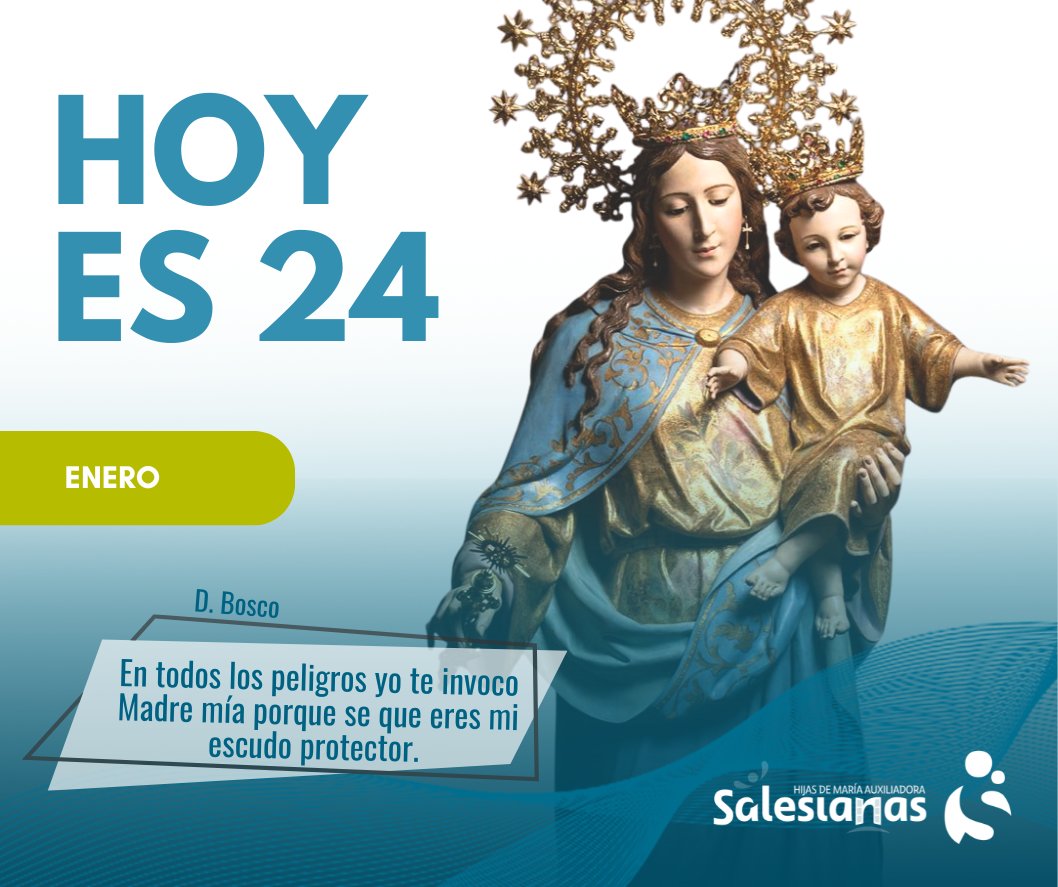 Hoy es 24, Recordamos y nos ponemos bajo la mirada de María Auxiliadora.

En cada dificultad te invocamos, con la confianza de quien sabe que nunca camina solo.

#Confía