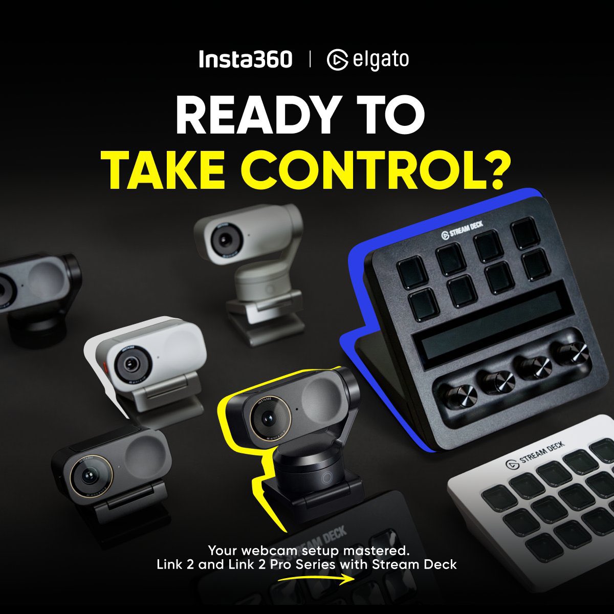 insta360vc's tweet image. WIN OUR NEW WEBCAM AND A STREAM DECK 🎁

We’ve teamed up with @elgato to make your setup smoother than ever. Our Link 2 and Link 2 Pro Series integrate with Stream Deck, bringing webcam control into the tools you already use every day.

GIVEAWAY TIME! You could win: 
1× Insta360…