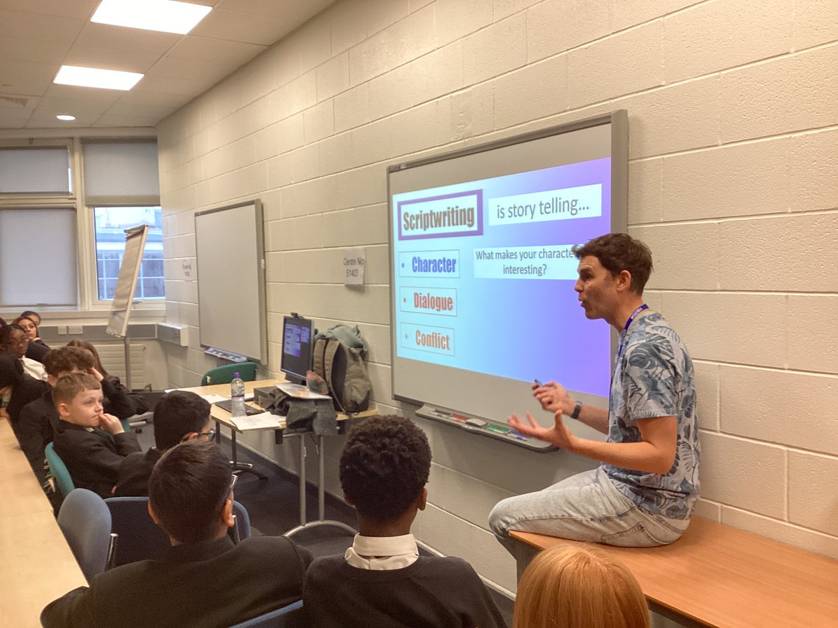 Our Key Stage 3 students (Years 7, 8 &amp; 9) are taking part in an exciting scriptwriting workshop, led by a visiting specialist who introduced them to what scriptwriting is and how stories are brought to life on stage and screen.
#writerscommunity #theBeechwoodWay