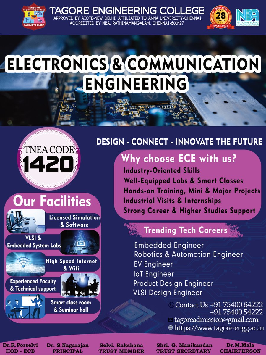TagoreEngg_Chn's tweet photo. #TagoreEngineeringCollege
#ECE
#ElectronicsAndCommunication
#Admissions2026
#EngineeringCareers
#NBAAccredited
#FutureEngineers
#LearnBuildLead https://t.co/qqPWGyyDqr