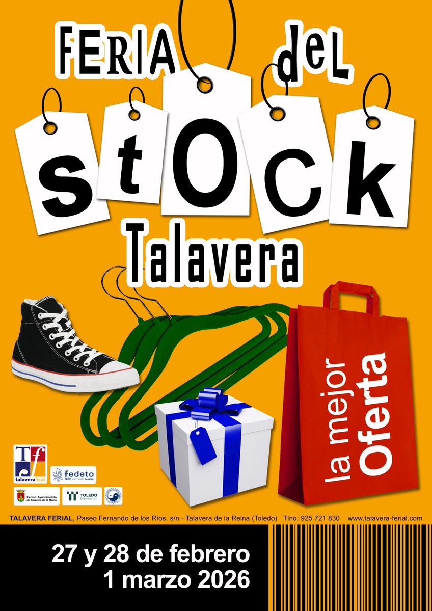 🛍️ Feria del Stock 2026
Una cita imprescindible con ofertas irresistibles, marcas de confianza y grandes oportunidades.

📅 27 y 28 de febrero y 1 de marzo
📍 Pabellón 1 - Recinto Talavera Ferial
.
.
.
#FeriaDelStock #Descuentos #Ofertas #talavera #talaveraferial