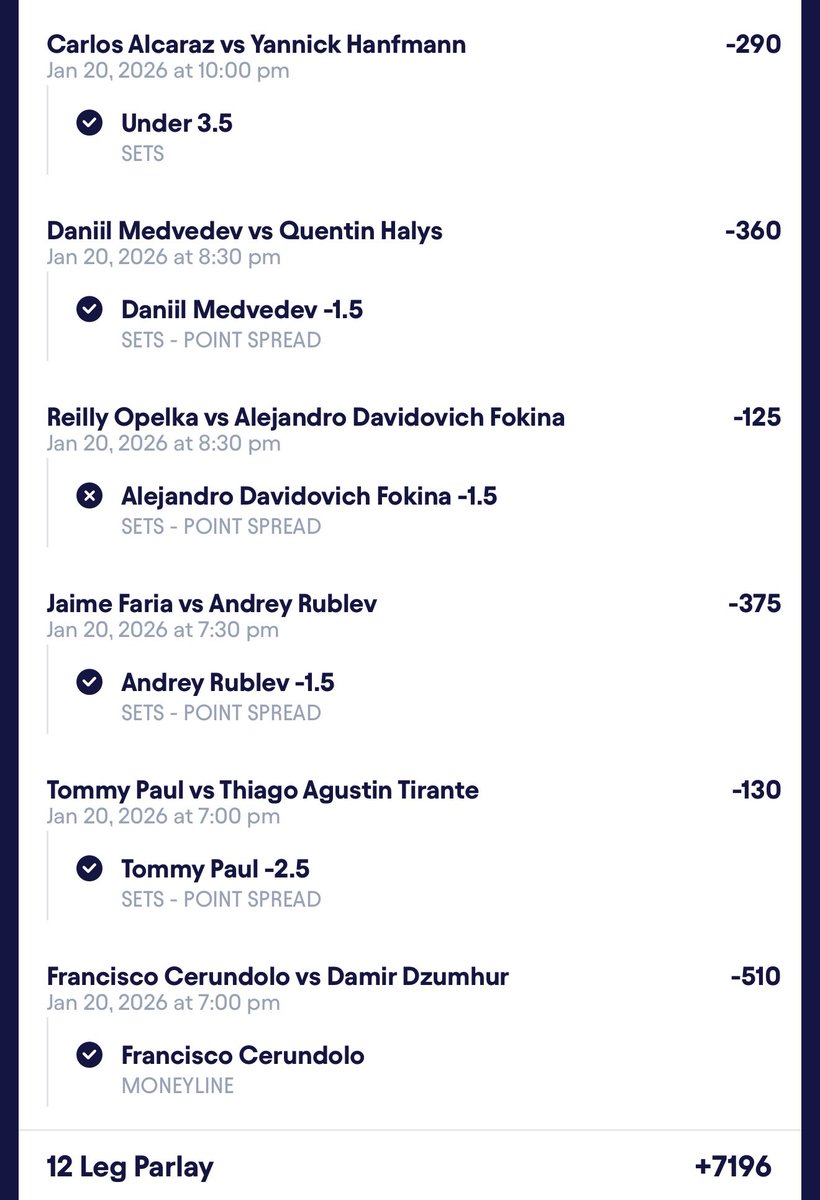 +7196 foiled by a single set 🤯

ADF was up 2 sets on Opelka, but the big man had to ruin our plans

#AustralianOpen2026 #TennisPicks
