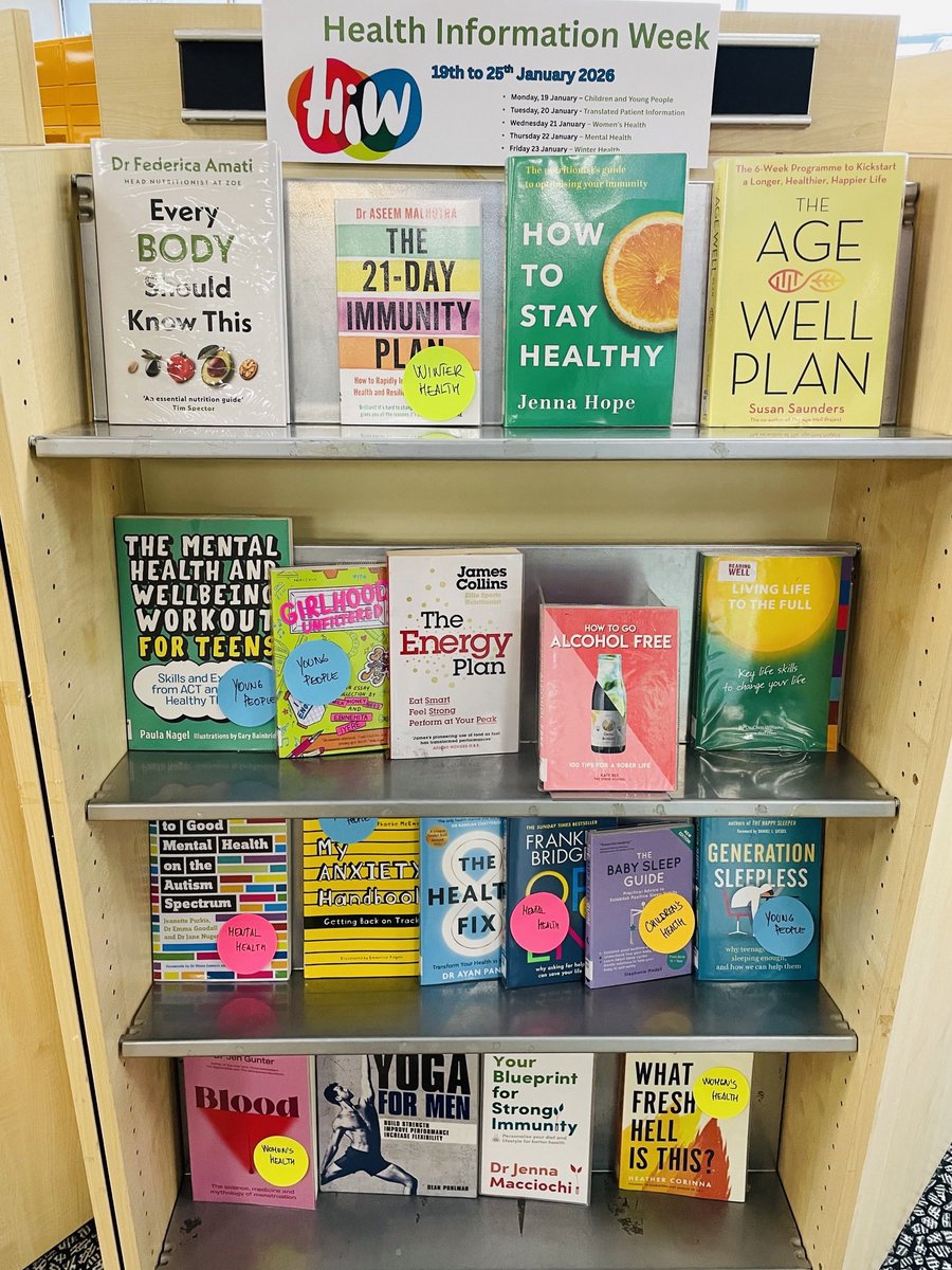 BlackheathLib's tweet photo. We have some new displays at #BlackheathLibrary! Get started on exam revision with our collection of study guides + check out some books about your health and body in accordance to #HealthInformationWeek! 🍎 @GreenwichLibs @Royal_Greenwich @Better_UK #LoveYourLibrary https://t.co/TssnFF5SPj