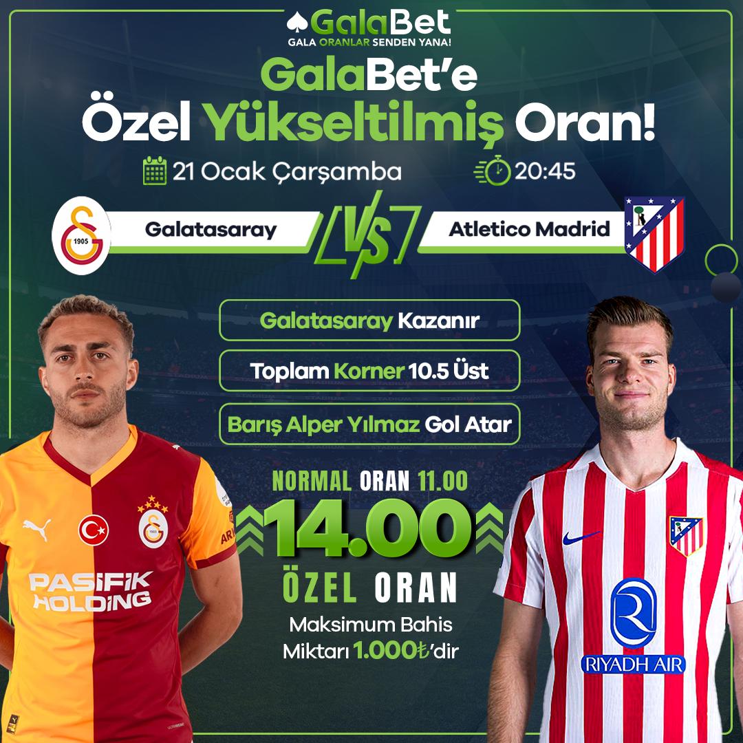 galabresmi's tweet photo. 🔥 Galabet’ten Kaçırılmayacak Özel Oran Fırsatı!

⚽️Galatasaray 🆚 Atletico Madrid
⏰ 20:45

🔥En iyi oranlar ile kazancın tadını çıkar!

💚 Özel Oran: 14.00
💸 Maksimum Bahis: 1.000₺

🔗 https://t.co/bufBgzze3r

♠️ Gala, Oranlar Senden Yana! https://t.co/TubEwOrm7G