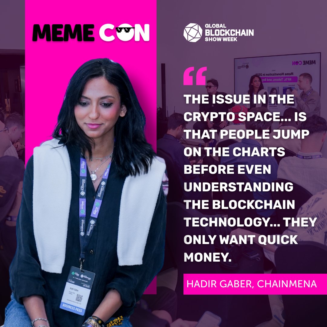People jump on charts before understanding the technology. They only want  quick money.” – Hadir Gaber @HashDeer1, Founder & CEO at @chainmena1 A root  cause of pain in the crypto space. From #