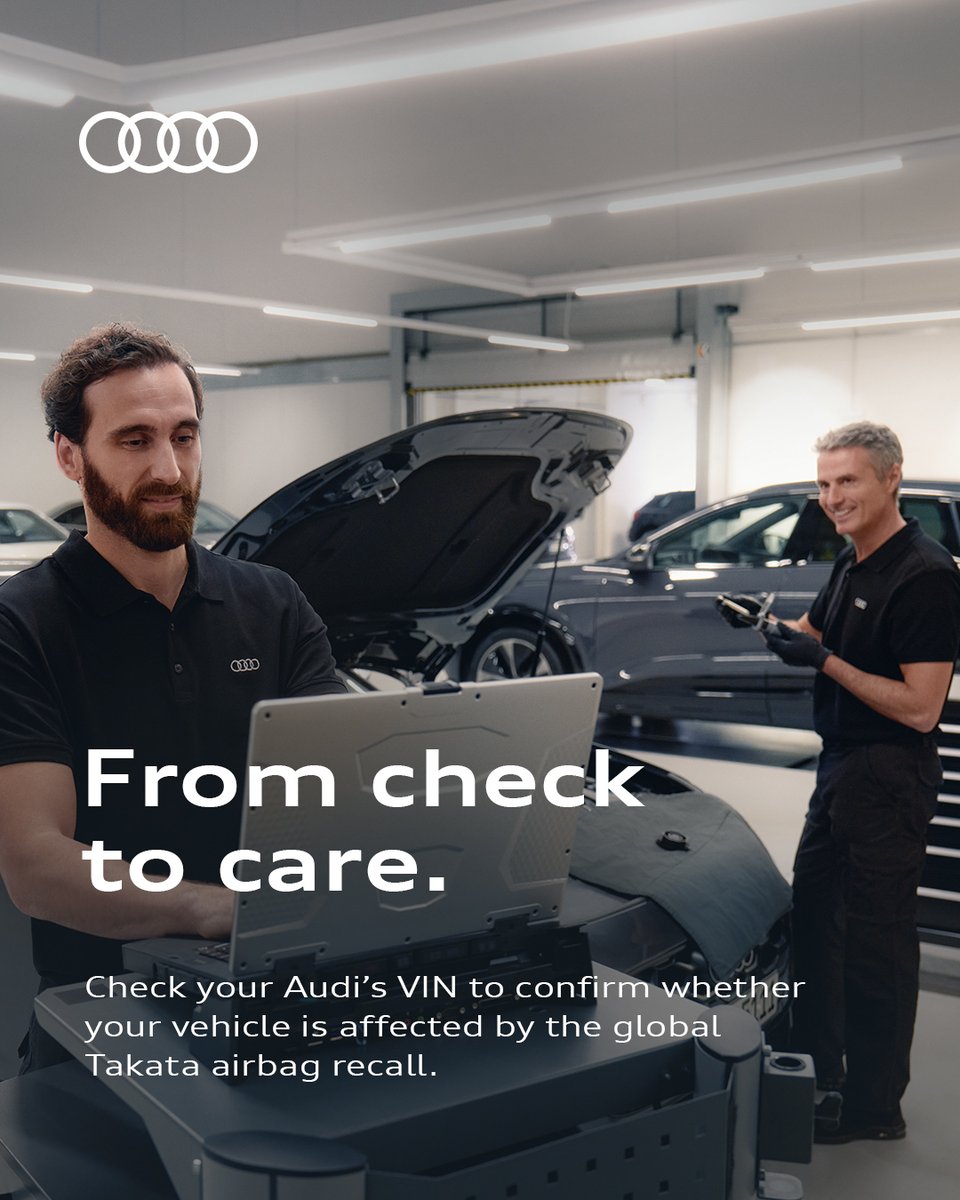 audi_oman's tweet photo. Your safety comes first.
Some Audi vehicles produced between 2005 and 2018 may be affected by the global Takata airbag recall. If affected, our authorised Audi service teams are ready to support you every step of the way. 
For more information: https://t.co/x9DRrFpPv8 https://t.co/HTCvAwV7px