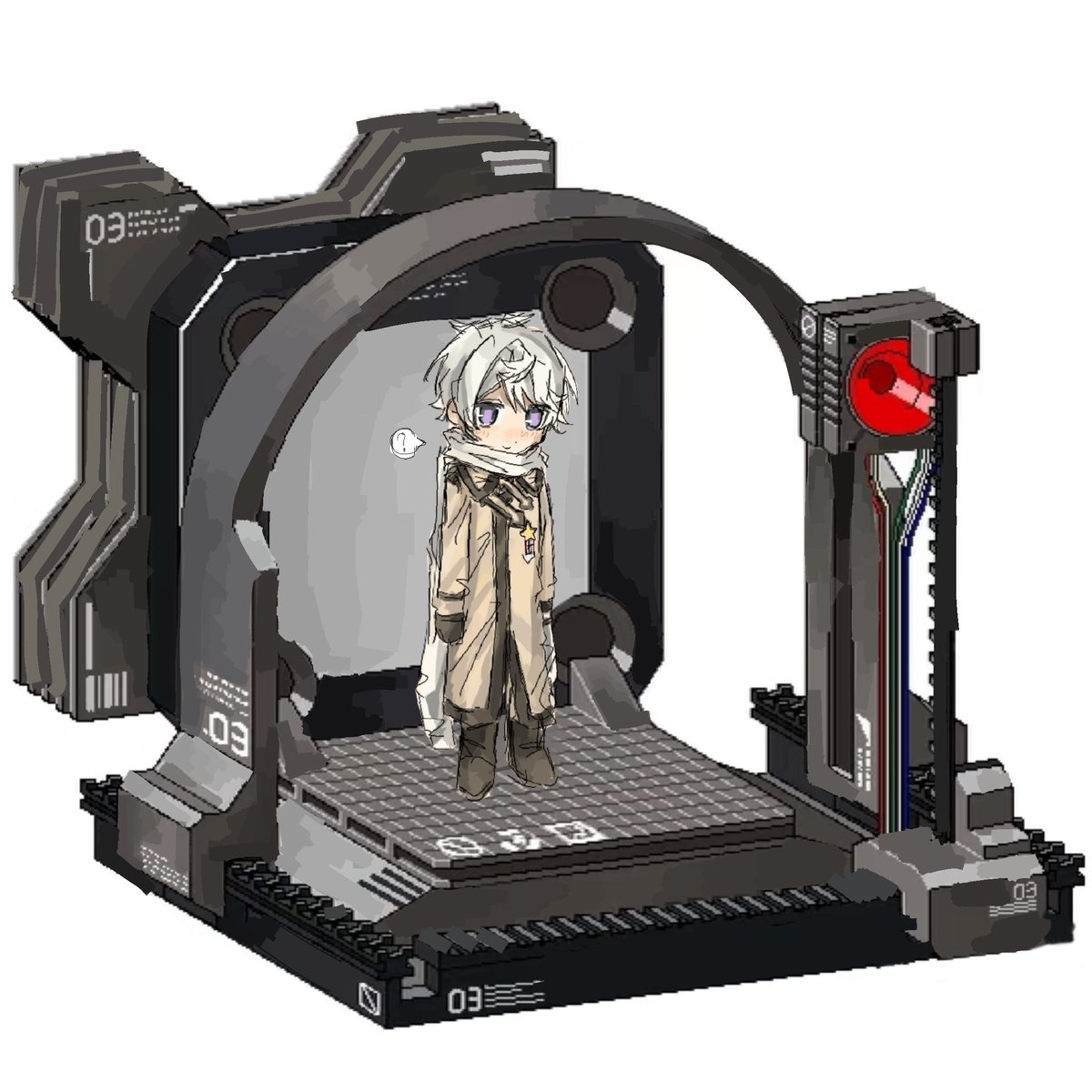 Glue_fungus's tweet image. tricked by the boss onto a strange machine