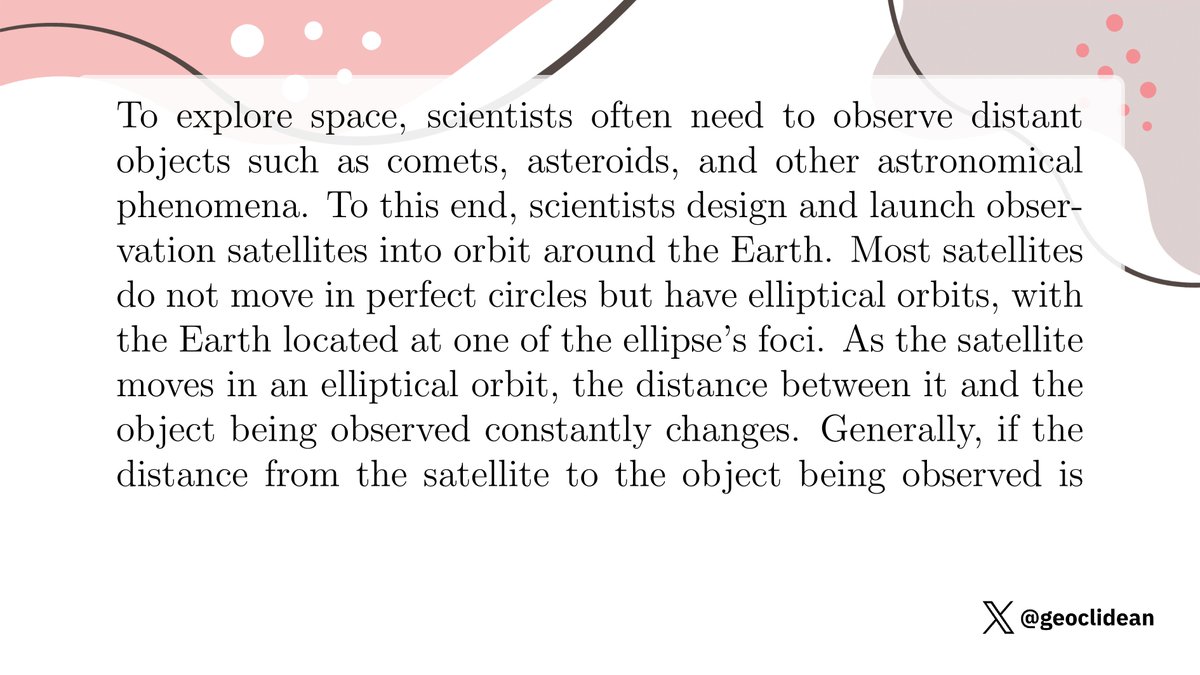 geoclidean's tweet photo. Observing satellites in space
#Conics #Ellipse #Geometry https://t.co/Agwm9wOQCx