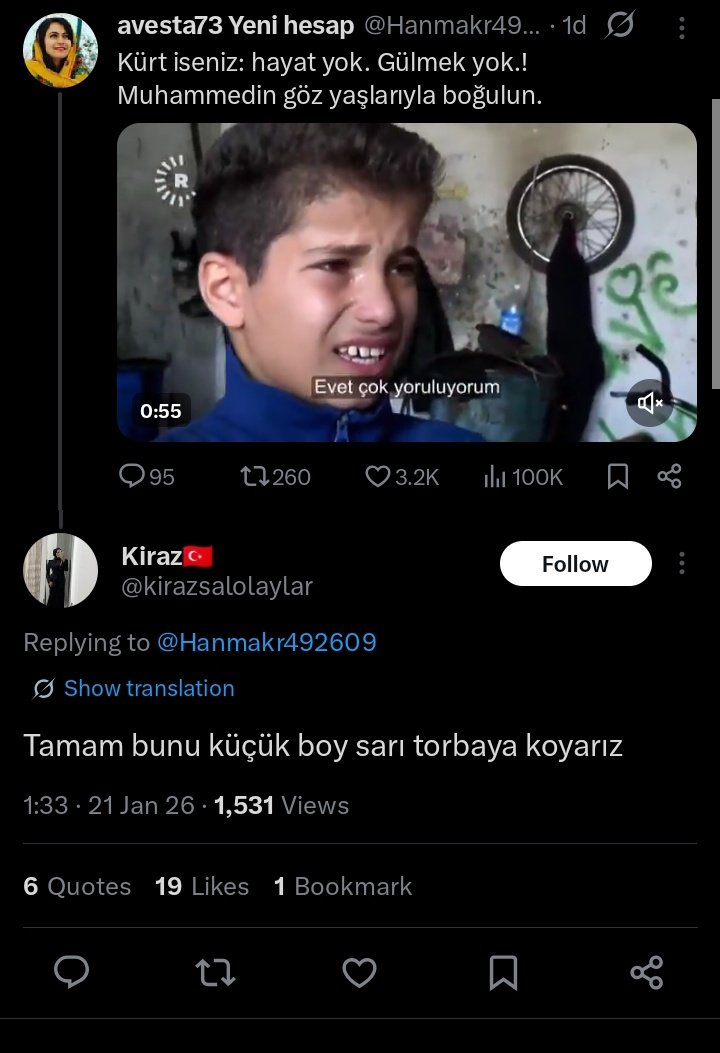 Yıllarca "bebek katili" diye sayıklayanlar sırf Kürt diye çocuk öldürmek için can atıyor.