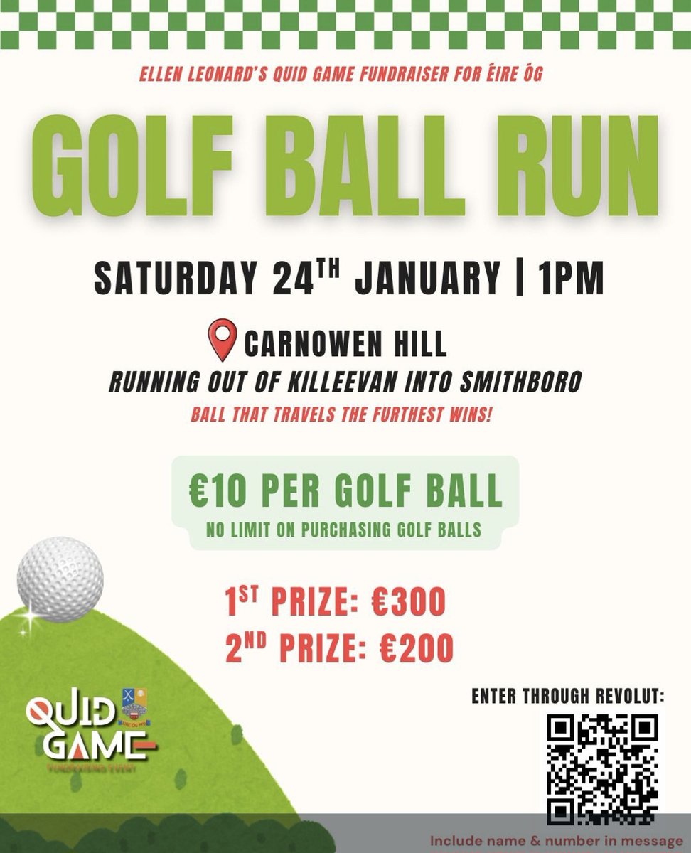 ELLEN'S GOLF BALL RUN
Get all the latest news on the Éire Óg Na Mullaí CLG app member.clubspot.app/club/eire-og-n…