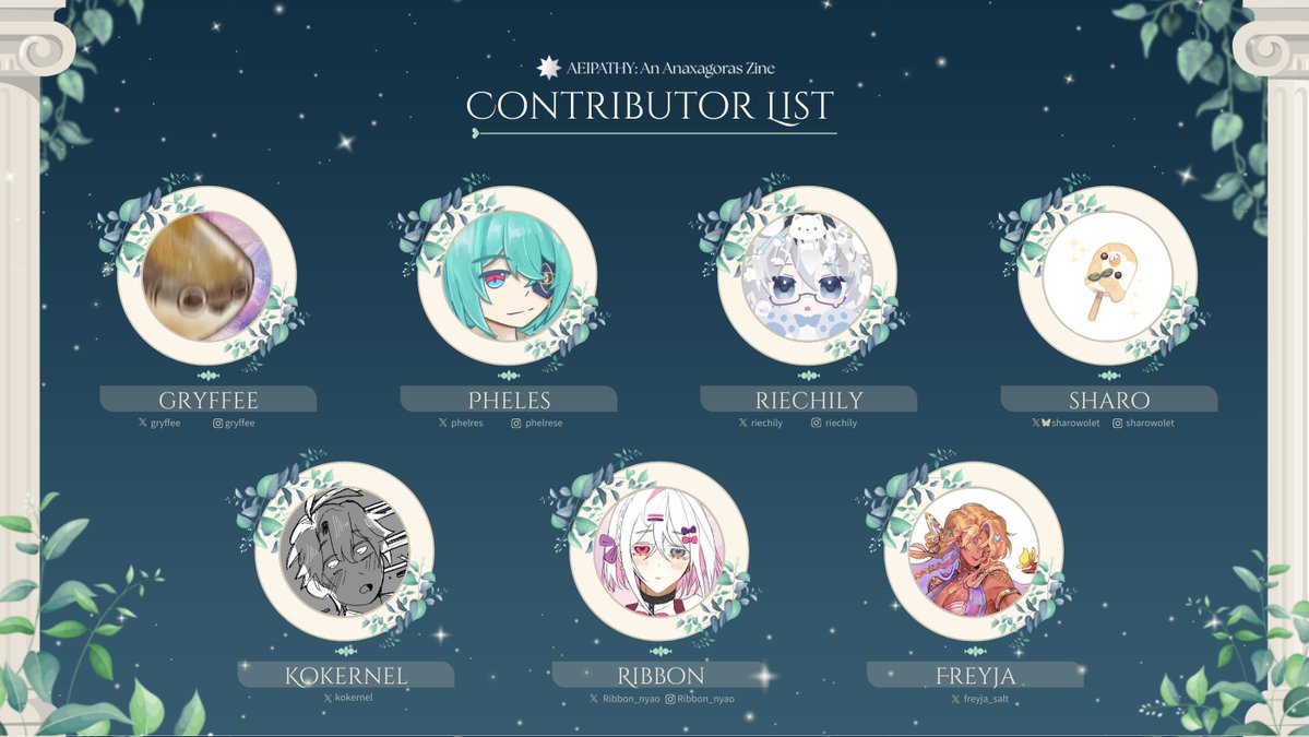 anaxagoraszine's tweet image. CONTRIBUTOR LINEUP 🍃

The Grove of Epiphany is now ready to reveal the rest of the scholars that have been working hard to show only the most satisfactory creations to honor the Esteemed Professor #Anaxagoras

(1/2)