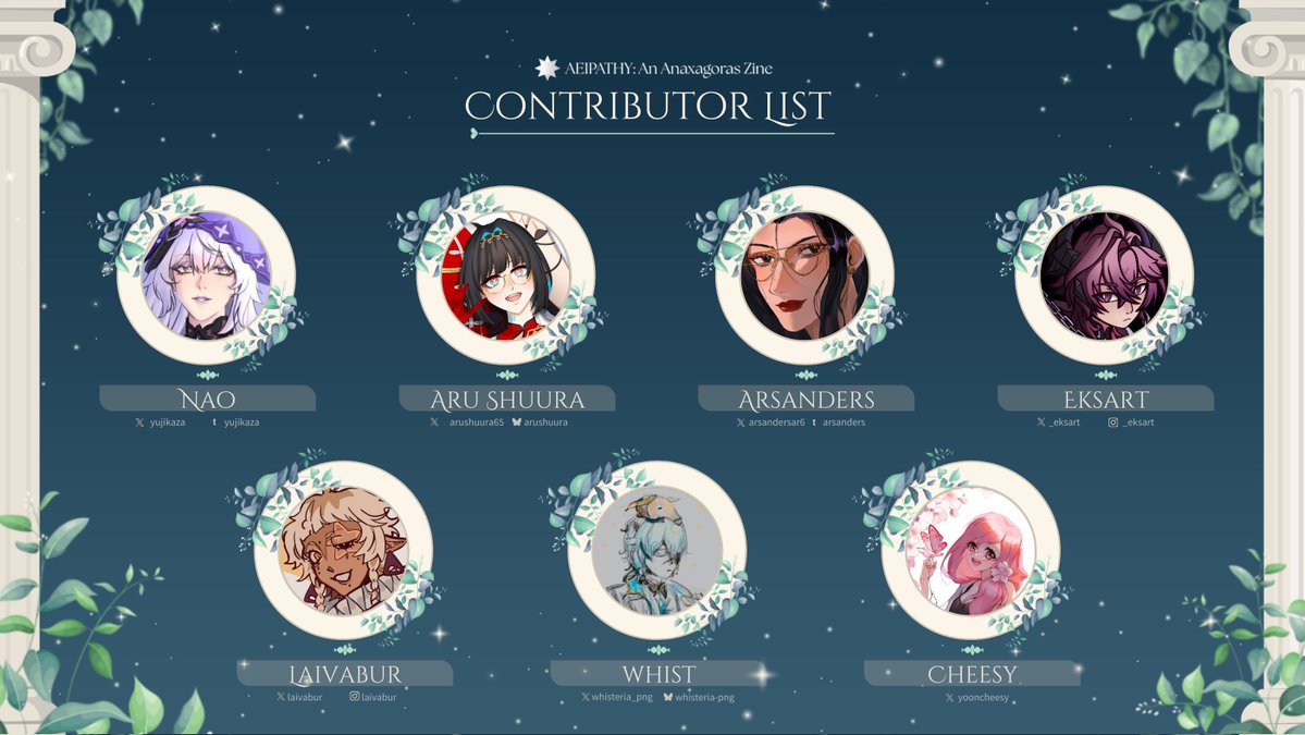 anaxagoraszine's tweet image. CONTRIBUTOR LINEUP 🍃

The Grove of Epiphany is now ready to reveal the rest of the scholars that have been working hard to show only the most satisfactory creations to honor the Esteemed Professor #Anaxagoras

(1/2)