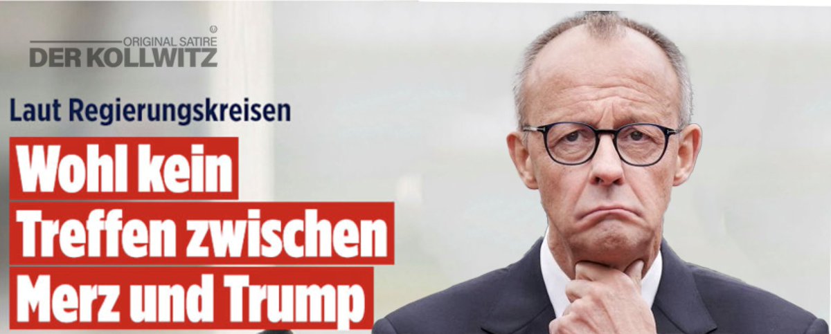 UlfKollwitz's tweet image. Leider kann der Friedrich Merz Donald Trump nicht die Leviten lesen.  Vielleicht erkennt jetzt auch er: Deutschland spielt in der Weltpolitik  keine Rolle mehr.