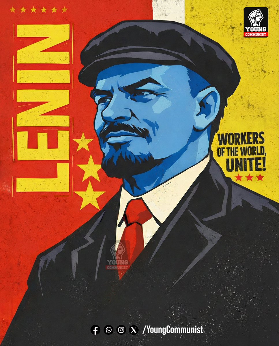 YoungcommunistT's tweet image. மனிதனை மனிதன் சுரண்டுகிற சமூக அமைப்பை வீழ்த்தி,
புதிய சமத்துவ சமூகத்தை கட்ட வழிகாட்டும் தத்துவமே லெனினியம்!

இன்று தோழர் லெனின் அவர்களின் நினைவு நாள்.
அவரின் சிந்தனை – நம் போராட்டத்தின் வழிகாட்டி. 

#Communism #Lenin #Marxism #Proletariat #Revolution #Socialism