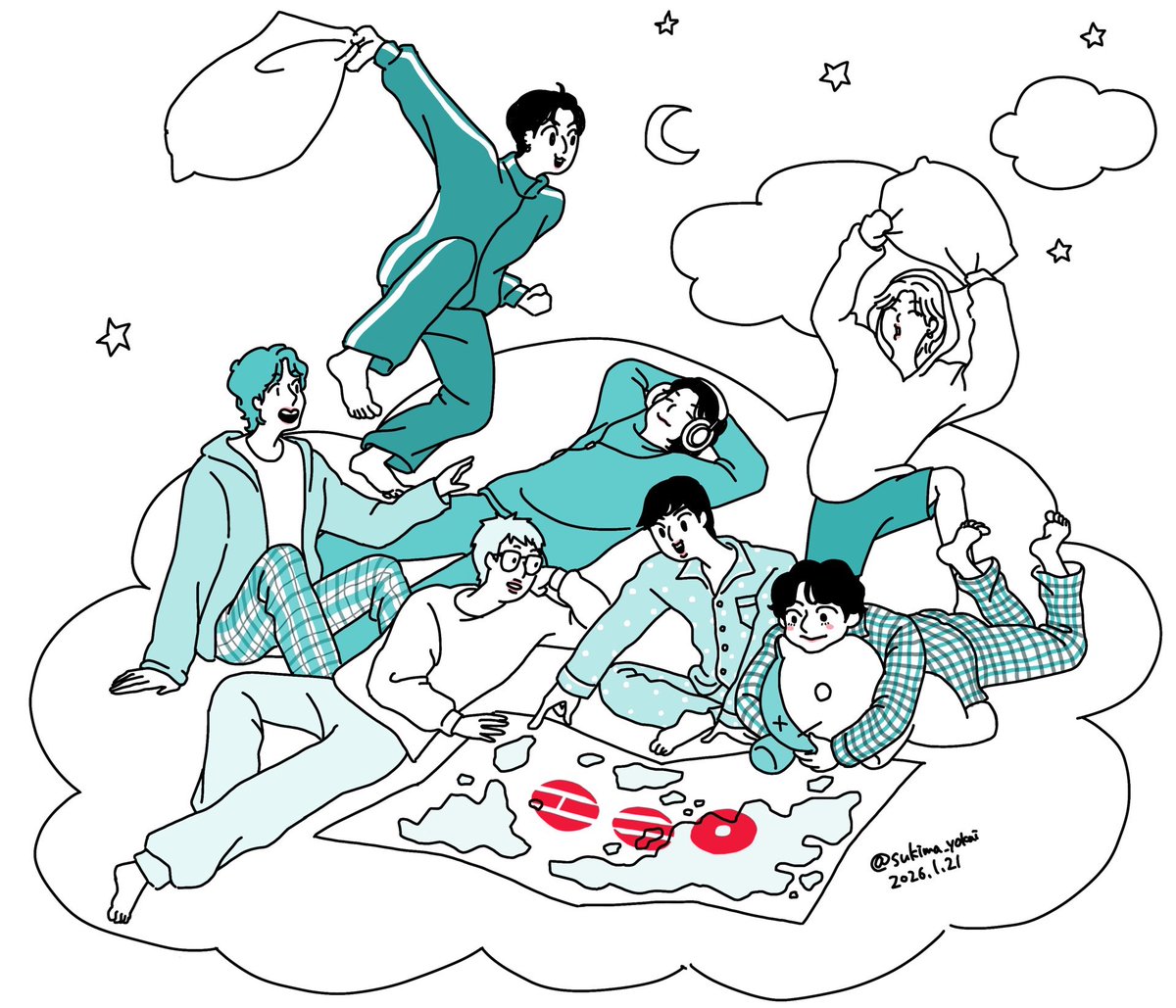 テヒョンさんの言葉素敵だった。
世界中どこへ行っても、きもちのいいパジャマで元気でいてね🌟
#BTS #btsfanart