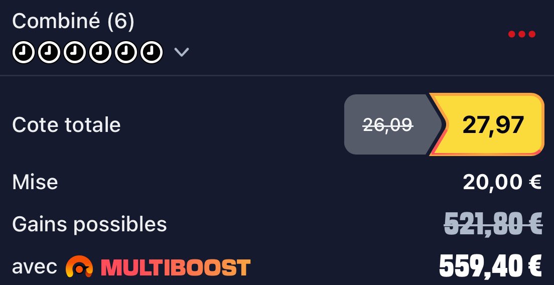 🚨 𝗟𝗘 𝗠𝗢𝗥𝗧𝗔𝗟 𝗖𝗢𝗠𝗕𝗢 𝗦𝗣𝗘́𝗖𝗜𝗔𝗟 𝗟𝗜𝗚𝗨𝗘 𝗗𝗘𝗦 𝗖𝗛𝗔𝗠𝗣𝗜𝗢𝗡𝗦 𝗗𝗨 𝗝𝗢𝗨𝗥 𝗘𝗦𝗧 𝗣𝗥𝗘̂𝗧 ! 😍🏆

📊 @𝟮𝟳.𝟵𝟳 🤯🤯💥💥

𝗔𝗟𝗟𝗘𝗭 𝟮𝟱 𝗥𝗧 ♻️ &amp; 𝟮𝟬𝟬 ❤️ 𝗘𝗧 𝗝𝗘 𝗕𝗔𝗟𝗔𝗡𝗖𝗘 𝗟𝗘 𝗧𝗜𝗖𝗞𝗘𝗧 ! ⚡️

#𝗧𝗲𝗮𝗺𝗣𝗮𝗿𝗶𝗲𝘂𝗿 #𝗣𝗿𝗼𝗻𝗼𝘀