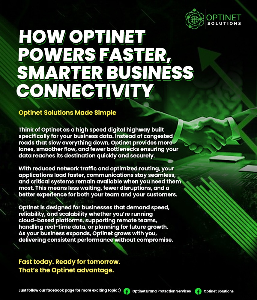 OptinetBrand's tweet image. Speed Isn’t a Luxury. It’s a Business Advantage.
Optinet Solutions powers businesses with faster, smarter, and more reliable connectivity so your data moves seamlessly, your systems stay online,and your growth never slows down
#BusinessGrowth
#DigitalTransformation
#TechSolutions