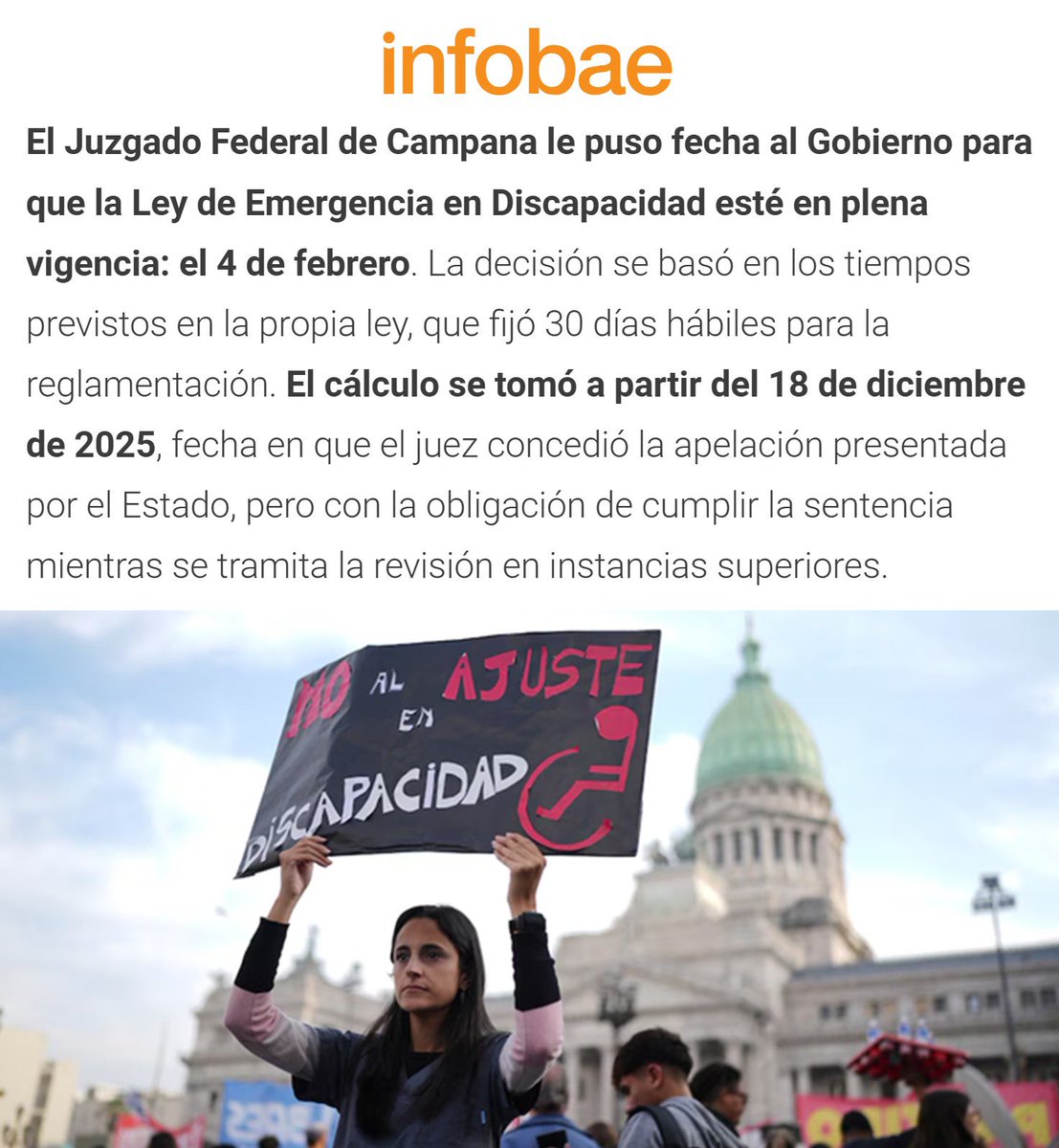 "Discapacidad":
Por el plazo que estableció la Justicia para que el Gobierno implemente la Ley de Emergencia en Discapacidad