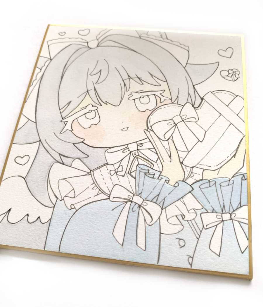 色紙途中経過…🍫💖 #イラスト #oc