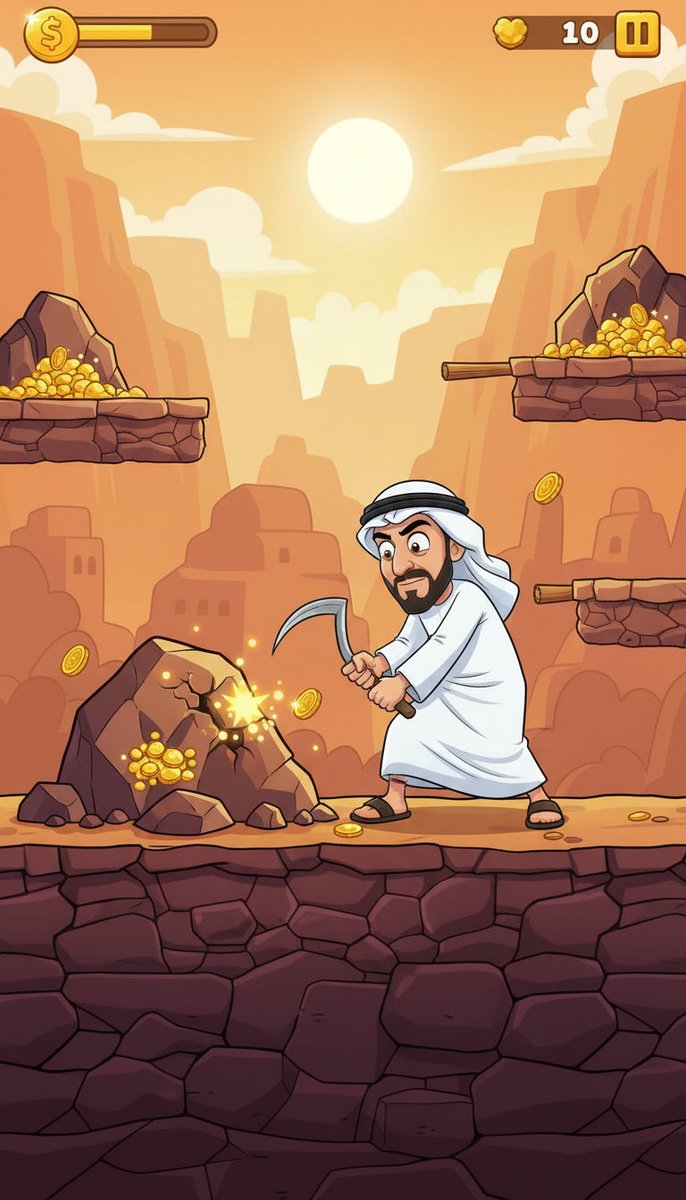 Qout_55's tweet image. 🚨🎮 اعــلان رسـمـي جــداً 

أحب أزف لكم خبر اني اخيراً خلصت اللعبة اللي كنت شغاله عليها 🔥
اسمها أبوظبي : البحث عن الذهب 🥇

لعبة 2D كرتونية عن شخصية إماراتية تحب الذهب أكثر من اللازم .. مراحل، عقبات، و تكسير صخور ⛏️

📱 قريباً على الـ App Store
🎥 والـ Gameplay بنزّله بعد شوي