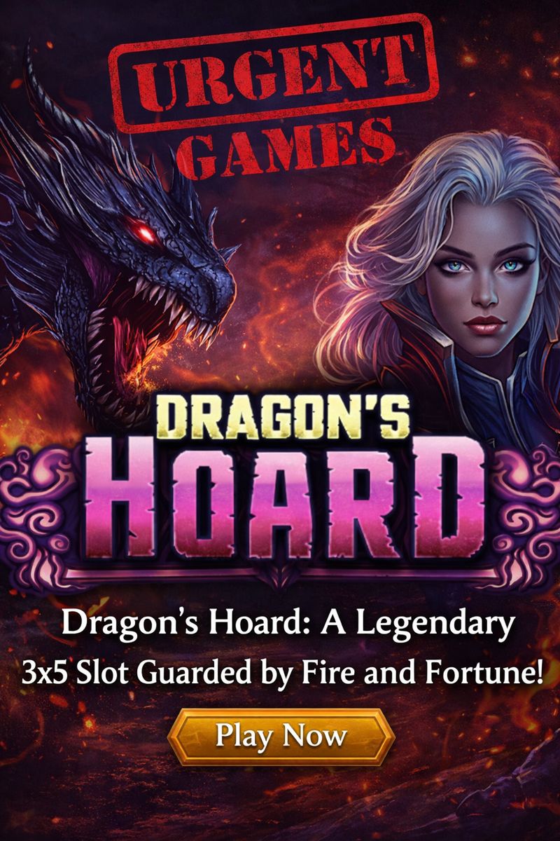🐉 Dragon’s Hoard – 3×5 fantasy slot packed with fire &amp; fortune! 🔥
20 paylines, wilds &amp; epic cinematic battles.
📅 Feb 15, 2026 🎮 3×5 Slot
🔗 Play: Dragon’s Hoard
urgentgames.com/game/dragons-h…
#DragonsHoard #SlotGame #FantasySlots #NewRelease