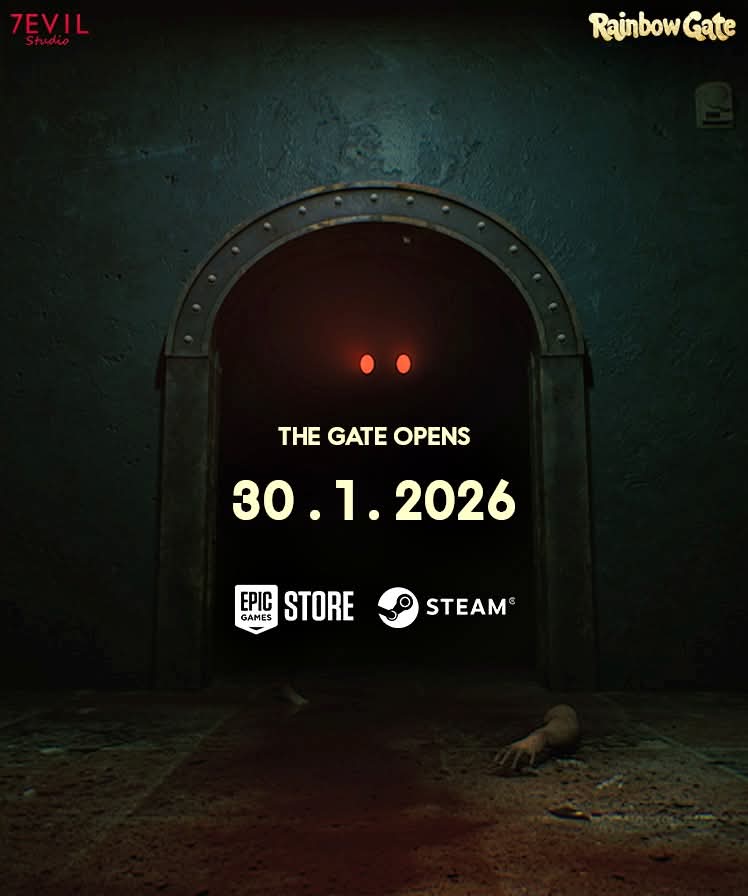 mgnapolis92's tweet photo. ‼️ The wait is finally over! Rainbow Gate is officially opening on January 30th, 2026. Mark your calendars and get ready to face what lies within. Available on both Steam and Epic Games Store. @7EVILSTUDIO #TheGateOpens #RainbowGate #NewGame2026 #IndieGame https://t.co/0iNZKfqfGX