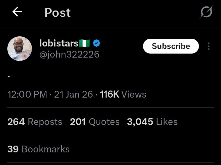You see wetin algorithm deh do , 
Pesin just type full stop only"
See views plus engagement, 
later Dem go say nah long article
 😂

Unaaaa deh bookmark full stop again ? 😁