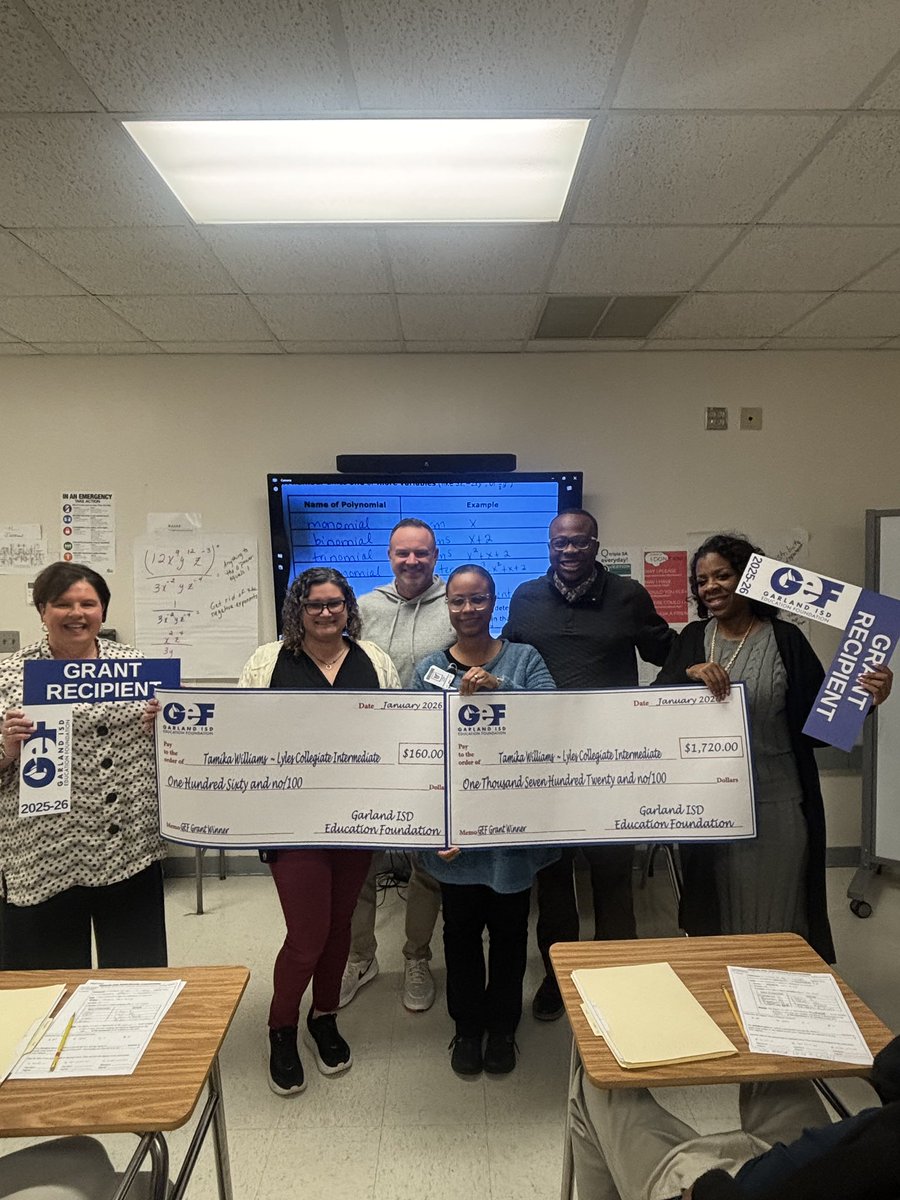 GISD_Foundation's tweet photo. Yesterday we started at Rowlett HS &amp; Carver ES. We ended the day at Lyles MS. Another day of turning #DollarsIntoDreams. About to start another great day. Wonder where we will be?? https://t.co/1M0lq2rqq5