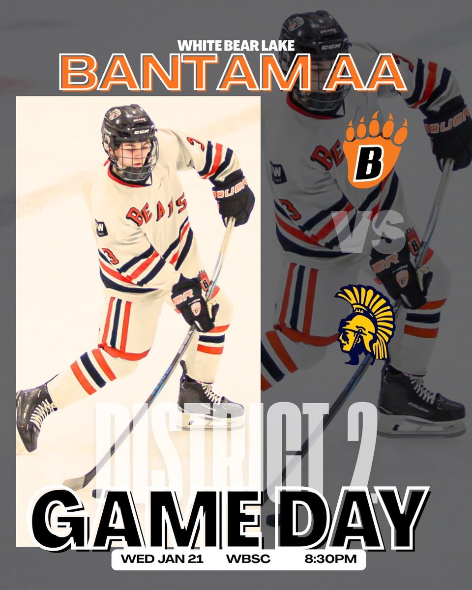 Game Day, back to D2 play #GoBears #theresnoplacelikehome #poolplay
<a href="/YouthHockeyHub/">YHH</a> <a href="/WBLYouthHockey/">White Bear Lake Youth Hockey</a> <a href="/WBLHS_Hockey/">WHITE BEAR LAKE HOCKEY</a> <a href="/MNHockeyLife/">MNHockeyLife</a> <a href="/MYHockeyRanking/">MYHockey Rankings</a> <a href="/FollowThePuck/">FollowThePuck 👻</a> #EffortsFree #OneChain #Family 🐻‍❄️🐻‍❄️🐻‍❄️