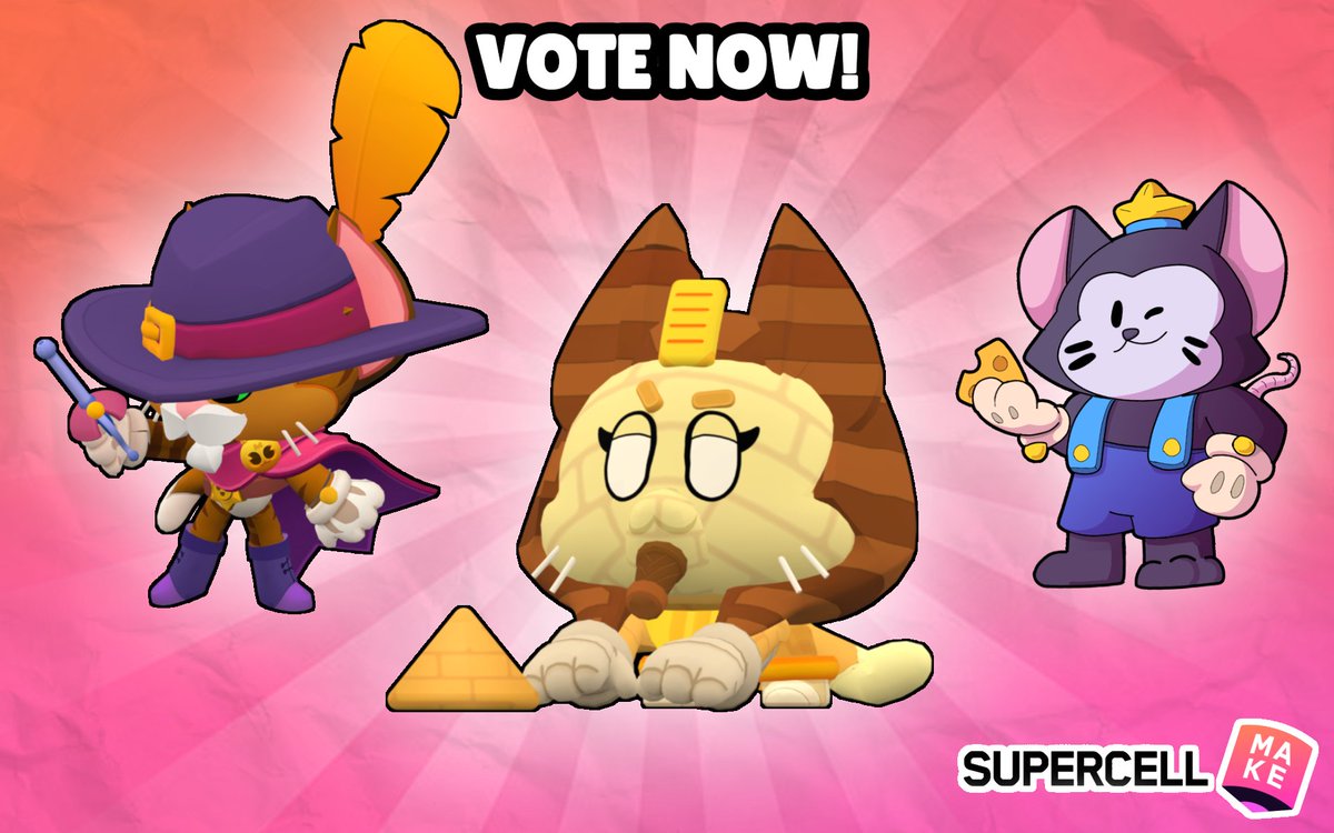 Supercell Make is here! ✏️

Vote for your favorite skin right HERE 👇

make.supercell.com/en/user/nomniv…

#SupercellMake #BrawlStars