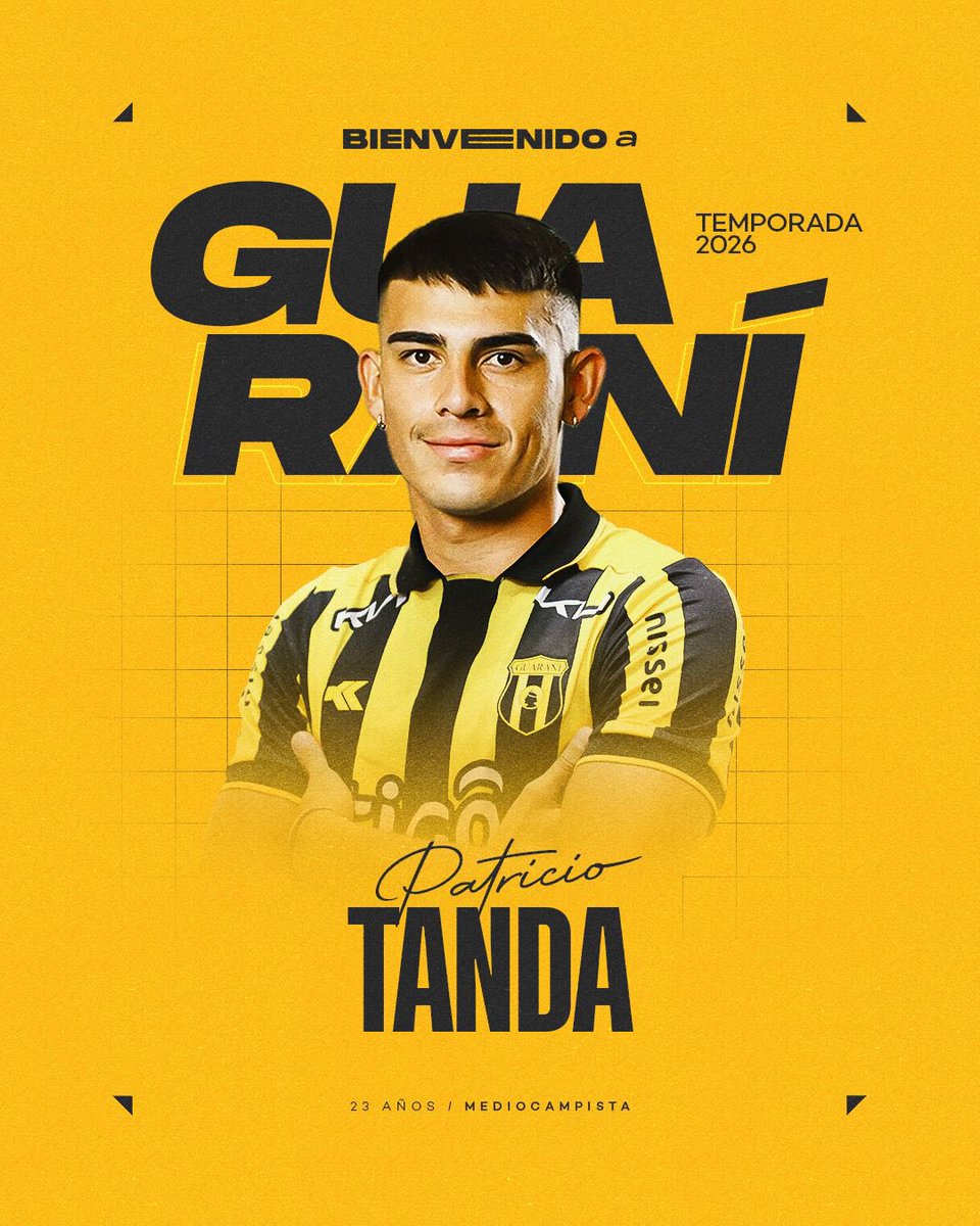 ClubGuarani's tweet photo. 👋🏼 ¡Bienvenido, Patricio! 

Patricio Tanda, volante con experiencia europea, se suma al equipo de Victor Bernay. ¡Vamos! 

#VamosLegendario🟡⚫️ https://t.co/3aIn4cGde0