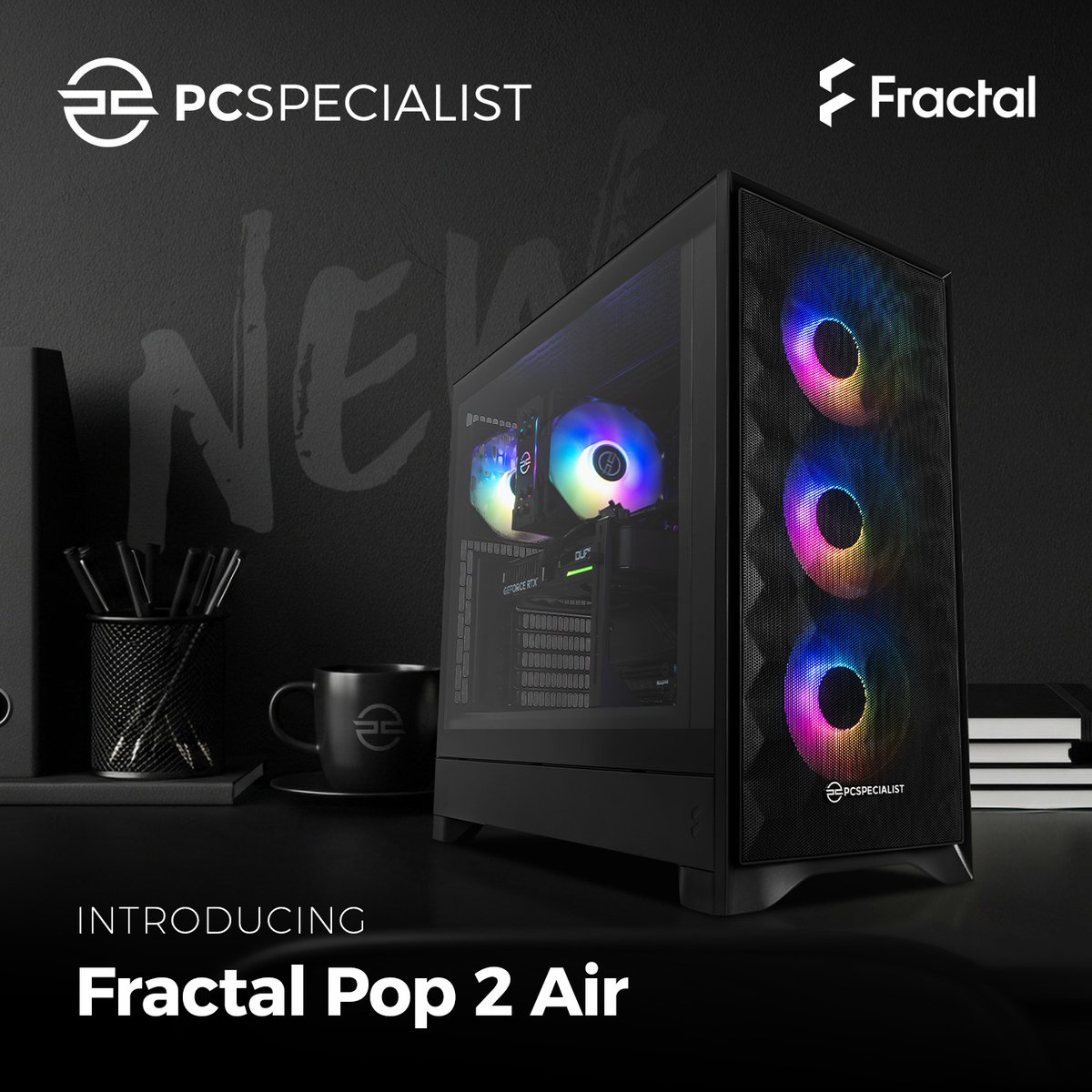 PCSpecialist's tweet image. Introducing the @fractalofficial Pop 2 Air, a sleek new case that combines high airflow performance with intuitive design. 

Pop 2 Air is ideal for high-performance gaming builds with curated RGB lighting 💡 

Configure a Fractal Pop 2 Air ➡️ pcspeciali.st/4sP0zy9