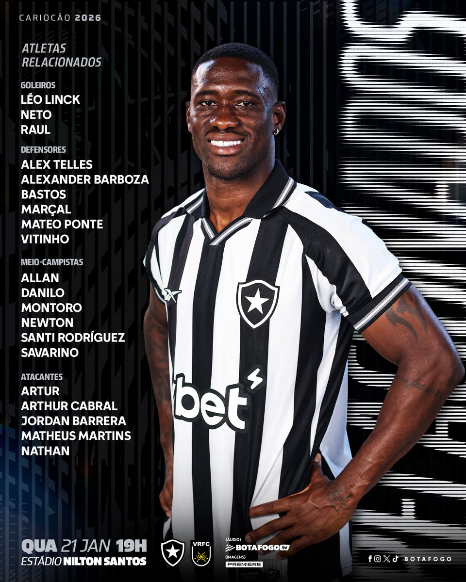 Botafogo's tweet photo. Atletas do Fogão relacionados para a terceira rodada do Cariocão nesta quarta-feira no Nilton Santos! 📄🌟 #VamosBOTAFOGO

🎫 Acesse https://t.co/VmMNMgR0SQ e garanta seu lugar na nossa casa! ⚽🏟️ https://t.co/IM1qDKnJTm