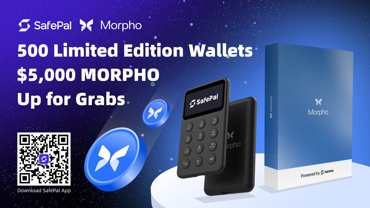 We're HALFWAY through the SafePal × <a href="/Morpho/">Morpho 🦋</a> Campaign

A ton of rewards are still waiting to be claimed:
> 400 Co-branded Hardware Wallets (100 have found their owners)
> $5,000 of $MORPHO Prize Pool

How to enter?
1. Deposit ≥$100 to Morpho Vaults → qualify for weekly wallet