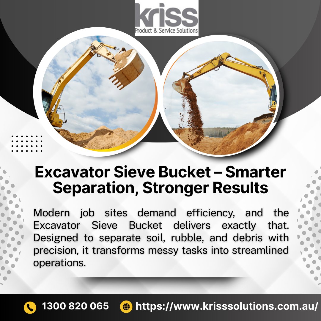 kriss_solutions's tweet photo. Excavator Sieve   Bucket – Smarter Separation, Stronger Results. Modern job sites demand efficiency, and the Excavator Sieve Bucket delivers exactly that. Visit: https://t.co/1InM3M71Mv. https://t.co/CP7RYefyhv