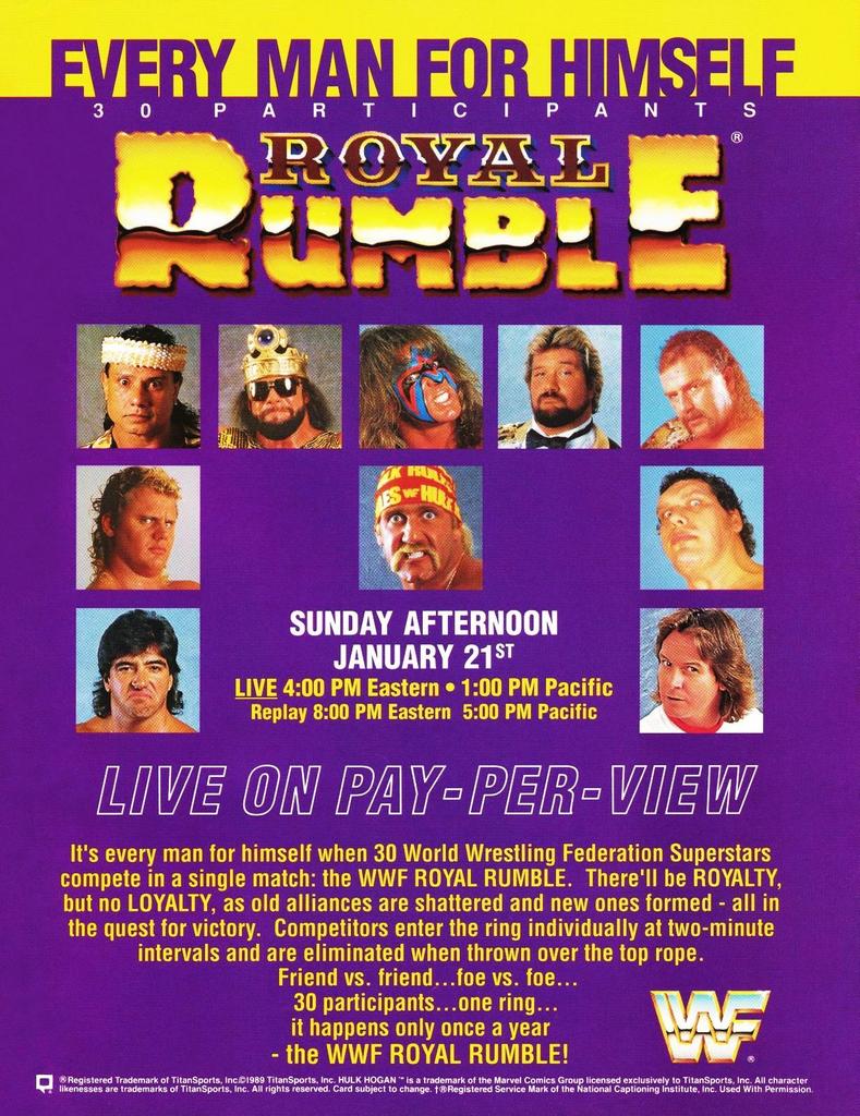 36 years ago today, the 1990 Royal Rumble took place