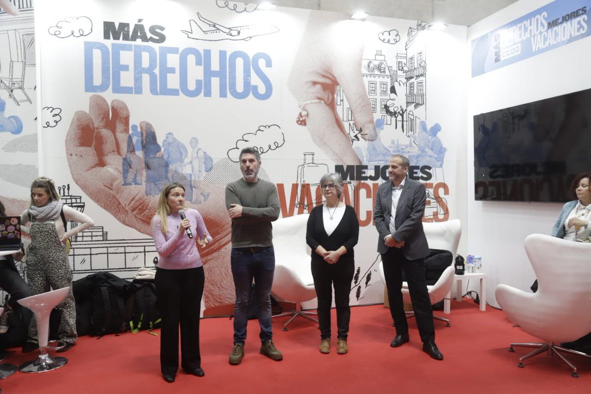 La secretaria de Participación Institucional y Movimientos Sociales de CCOO, <a href="/Carmenv81/">Carmen Vidal</a>  interviene en la apertura del stand del sindicato en <a href="/fitur_madrid/">FITUR</a> junto a <a href="/PalazzoLucho/">Lucho Palazzo</a> , <a href="/palomalopezB/">Paloma López</a>  y <a href="/Ragonmonroy/">Ramón González Monroy</a>,  responsables de <a href="/FSCdeCCOO/">FSC-CCOO</a> <a href="/CCOOMadrid/">CCOO de Madrid</a> y <a href="/serviciosccoo/">Servicios CCOO</a> 

Apostamos