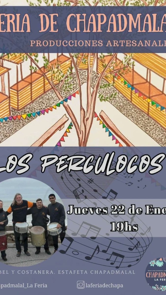 perculocos's tweet photo. En la Feria de Estafeta Chapadmalal! Jueves 22 a las 19 hs https://t.co/nf6XQyxn3p