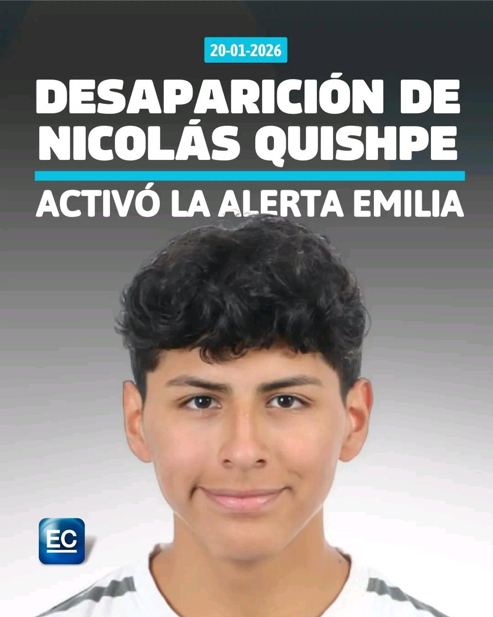 Las desapariciones no paran, Ecuador tierra de nadie! De nada nos sirve q Noboa de cátedra de seguridad en foros internacionales

Nicolás Quishpe de 14 años desapareció en Quito, fue visto por última vez la tarde del lunes 19 en el sector de Las Casas. su paradero es desconocido.