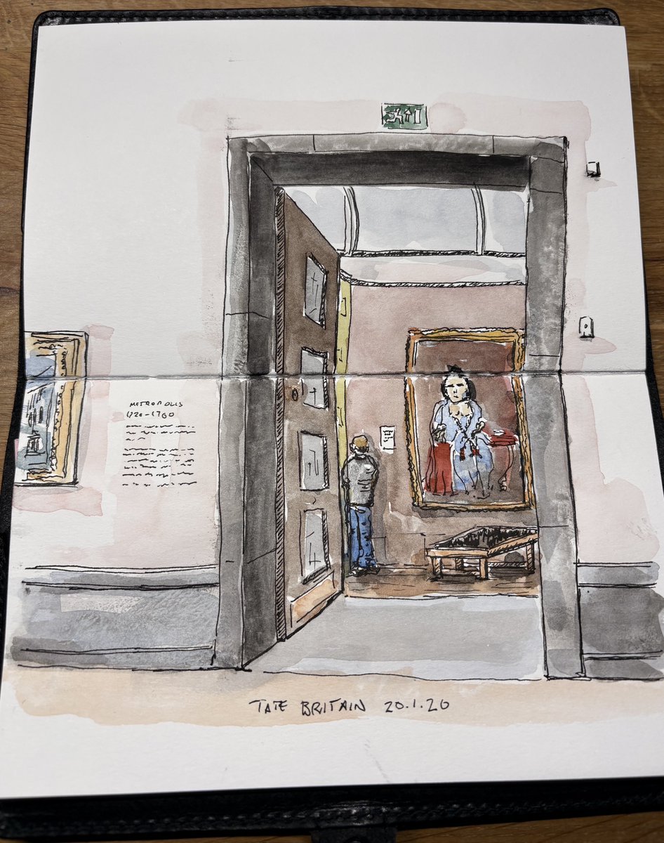 RolandN's tweet photo. At Tate Britain. I noticed people read the blurb and move on without looking at the art.
#art #thetate #tatebritain #sktetch #artjournal #watercolour https://t.co/Q8KTO6Qu6P