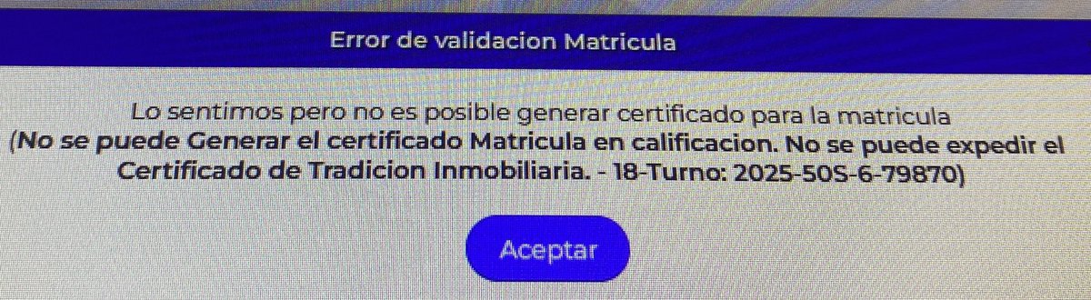 Señores <a href="/PGN_COL/">Procuraduría General de la Nación</a> <a href="/CGR_Colombia/">Contraloría General de la República de Colombia</a> porque la <a href="/Supernotariado/">Supernotariado</a> tarda tanto en liberará un certificado de tradición y libertad? Mi trámite lleva un mes en calificación  y no he podido avanzar en mi trámite de compra de vícieme por este documento Como me pueden orientar por favor?